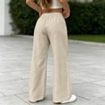 thumbnail image 4 of Wiholl Wide Leg Pants for Women Flowy Palazzo Drawstring Elastic Waist Trousers with Pockets Summer Beach Vacation Clothes, 4 of 6