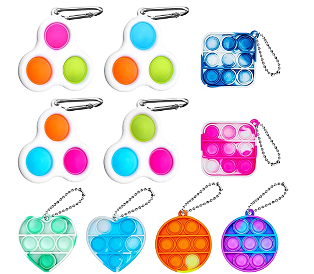Multicoloured Sensory Popper pop it fidget sensory toy octogen coin mini Keyring 
