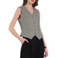 thumbnail image 3 of CHALECO FORMAL DE BOTONES PARA MUJERES INSPIRADO CHIC CON ESCOTE EN V Y RAYAS VINTAGE TAMAÑO M, 3 of 4