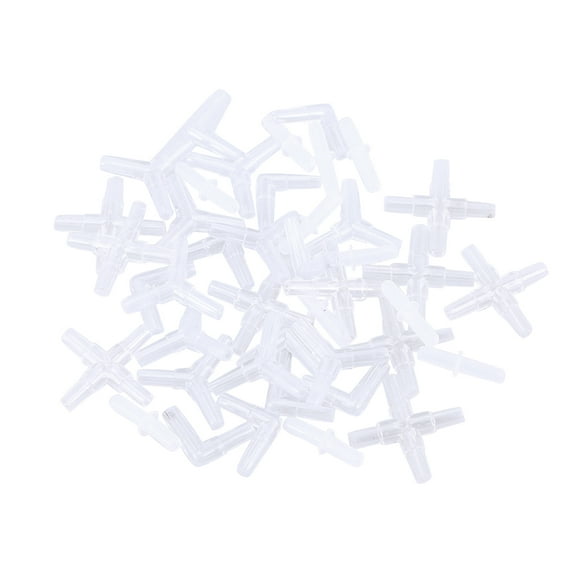 40 piezas de cuatro vías y Tee Múltiples Conectores Curva y ángulo recto Conector de válvula de aire Tubería en línea de plástico para acuario pecera