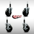 thumbnail image 2 of 4 Inch SS Hard Rubber Wheel Swivel 1 Inch Expand Stem Caster Set 2 Brakes SCC, 2 of 2