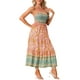 thumbnail image 4 of INSPIRE CHIC Vestido Maxi Sin Mangas de Tirantes Espagueti con Volantes de Flores Bohemias L Naranja, 4 of 6