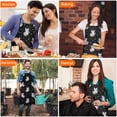 thumbnail image 7 of Black White Cat Rose Moon Star Pattern Apron-Garden Aprons for Women with Pockets-Cotton Linen Waterproof Kitchen Cooking Gardening Aprons Adjustable for Kitchen,Cooking,BBQ and Salon 33x27 Inch, 7 of 7