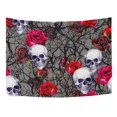 thumbnail image 3 of Tapiz De Acuarela ABPHQTO Calaveras Rosas Flores Y Ramas Decoración Colgante De Pared 128x150 cm, 3 of 4
