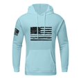 thumbnail image 2 of Men's Flag Print Oversized Hooded Sweatshirt, Long Sleeve Loose Fit Fleece Pullover for Casual Wear, Patriotic Style,Sky Blue,6XL, 2 of 5