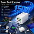 thumbnail image 4 of RONY 150W USB Wall Plug Charger Block: 6-Port Fast Charging Block Power Adapter Compatible with iPhone Samsung Galaxy, White, 4 of 9