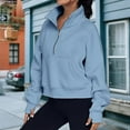 thumbnail image 2 of JUNWELL Stand Collar Fall Clothes Half Zip Women Solid Color Daily Outfit (Coffee XL), 2 of 6