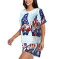 thumbnail image 2 of Daiia Cute Gnomes in USA1 Pattern Womens Pajama Sets Short Sleeve Pajamas for Women Sets Soft Lounge Sets Casual Round Neck Sleepwear PJS-Small, 2 of 7