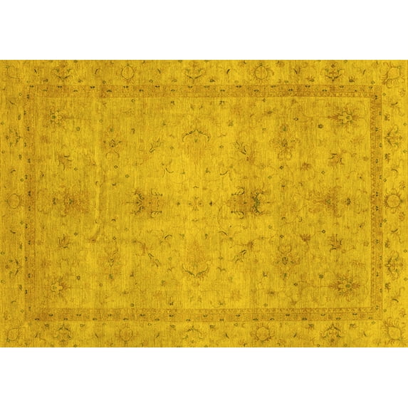 Ahgly Company Indoor Rectangle Abstract Yellow Modern Area Rugs, 5' x 7'