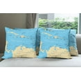thumbnail image 6 of Ambesonne Travel Throw Pillow Cover 4 Pack, Caribbean Capitals Map, 20", Blue Ivory, 6 of 7