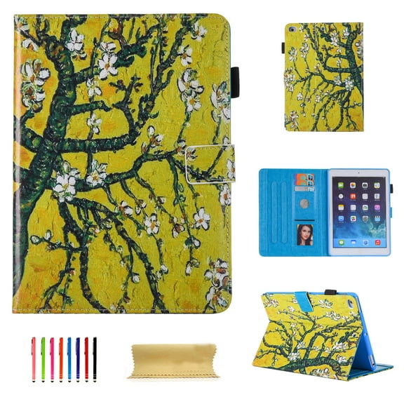 iPad 9.7 2018/2017, iPad Air 2, iPad Air Case - Allytech [Corner Protection] Premium PU Leather Folio Stand Cover, Auto Wake/Sleep for Apple iPad 6th / 5th Gen, iPad Air 1/2, Flowers