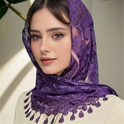 Aellinatey Traditional Tassels Lace Head Scarf Women Headwrap Catholic Chapel Bridal Veils