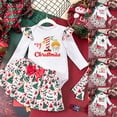 thumbnail image 2 of Newborn Romper Baby Girl Spring Autumn Christmas Deer Long Sleeve Jumpsuit Skirt Headband Three Piece Set Brick Red, 12-18 Months, 2 of 6
