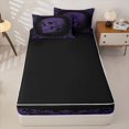 thumbnail image 4 of Homewish Baroque Antique Skull Zipper Full Size Comforter Sets with Fitted Sheet and 2 Pillowcases for Kids, Lavender Mandala Floral Zipper Bedding Set, Black Reversible, 4pcs, 4 of 6