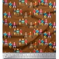 thumbnail image 1 of Soimoi Brown polyester Crepe Fabric Human Group Print Fabric by Yard 42 Inch Wide, 1 of 3