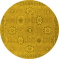 thumbnail image 1 of Ahgly Company Indoor Round Oriental Yellow Traditional Area Rugs, 7' Round, 1 of 4