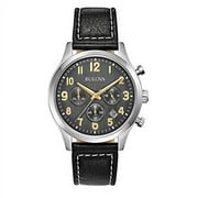 Bulova Men's Black Leather Strap Chronograph Watch 96B302