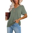 thumbnail image 3 of Aloohaidyvio Tops for Women,Fashion Womens Summer V-Neck Solid Short Sleeve Casual Top Blouse, 3 of 5