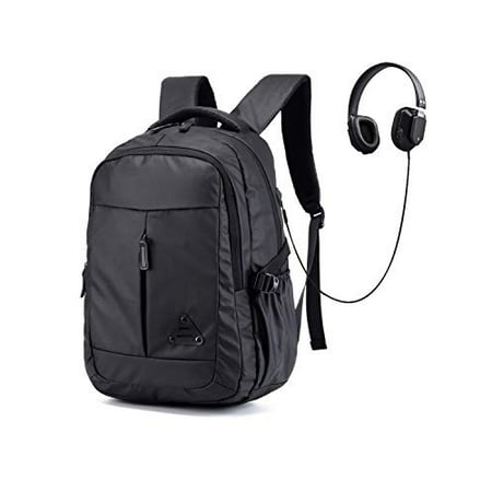 CCZ Water Resistant Headphone Port Women Men Multiple Pockets Outdoor Student Laptop Computer Backpack, Fits 15.6 inch