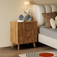 thumbnail image 2 of YOCWO 3 Drawer Fluted Nightstand, Wood Chest of Drawer for Bedroom, Walnut, 2 of 5