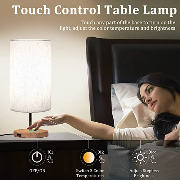 lampe de chevet tactile 3 intensités, lampe de table avec fonction Touch,  lumière de lecture, éclairage