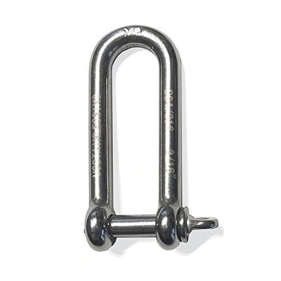 Stainless Steel 316 Long D Shackle 3/16" (5mm) Marine Grade Dee