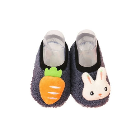 

Rotosw Infant Baby Sock Shoes Plush Lined Floor Slippers Prewalker Ankle Socks Cute Soft Sole Trainers Walking Lightweight Crib Shoe Blue Rabbit 9C