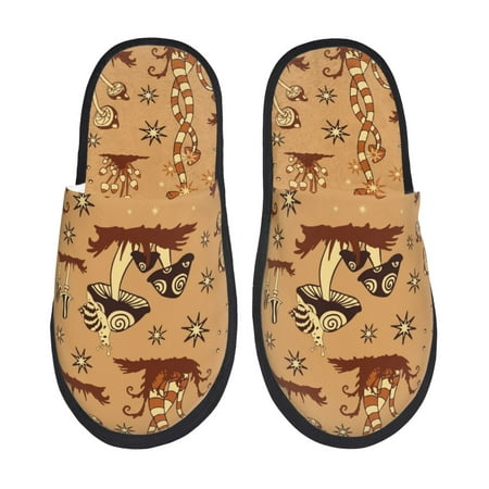 Balery Brown Mushrooms Slient Indoor Furry Fleece Comfort House Shoes Soft Non-Slip Home Shoes Cotton slippers House Slippers-- Medium