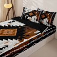 thumbnail image 3 of jejeloiu Natural Tribal Zipper Twin Comforter Sets with Fitted Sheet and 2 Pillowcases,Organic Print Zipper Bedding Set For Boys,Black Turquoise,Black Reversible,4 Pieces, 3 of 7