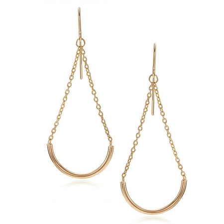 Brinley Co. Women's 14k Yellow Gold Curved Bar Hook Dangle Earrings