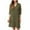 Army Green, variant on QUYUON Linen Dress Women Summer V-Neck 3/4 Sleeve Pockets Dress Solid Color Casual Loose Fit Ankle Length Dress Beach Sundress Tunic A-Line Swing Dress Style D-7862 Navy M