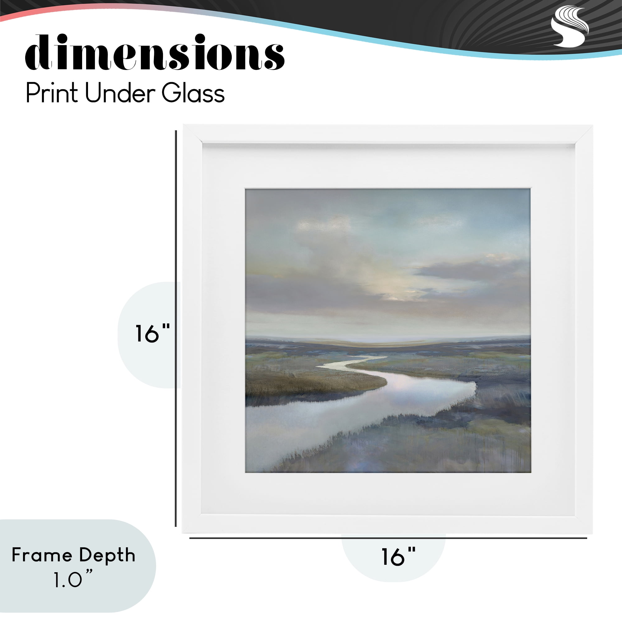 Stupell Industries Calm Riverbend in Greys White Framed Print Under Glass, design by Christy McKee