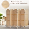 thumbnail image 6 of ALeesing 6 Panels Wood Rattan Room Divider, Folding Privacy Screens, No Installation, Light Brown, 6 of 9