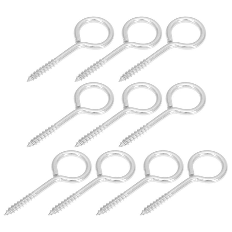 10 PCS Screw Eyes, Stainless Steel Eye Hooks, Heavy Duty Eye Bolts Screw  in, Self-Tapping Eyelet Screw for Indoor & Outdoor, 2.5 inches