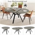 thumbnail image 4 of Extendable Round Dining Table Set for 6 People, 43.3"-59.1" Extendable Kitchen Table with 6 Upholstered Chairs, Space Saving for Kitchen Dining Room (Grey Table+6 Brown Chairs), 4 of 13
