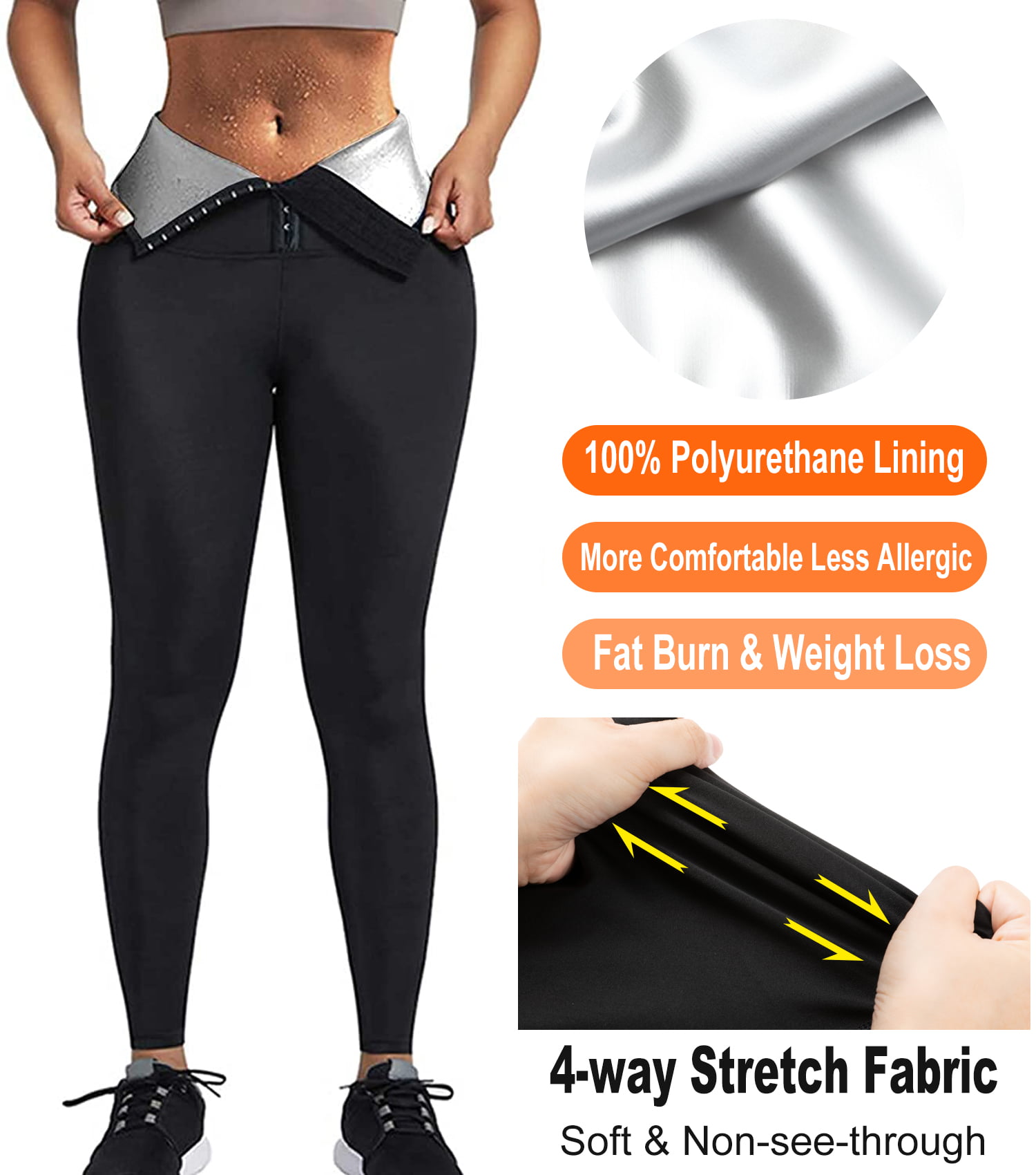 Sweat Sauna Leggings Pants for Women Compression Workout Slimming Thigh  Trimmer Plus Size