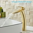 thumbnail image 6 of Wovier Matte Gold Waterfall Bathroom Sink Faucet with Supply Hose,Single Handle Single Hole Vessel Lavatory Faucet,Slanted Body Basin Mixer Tap Tall Body, 6 of 7