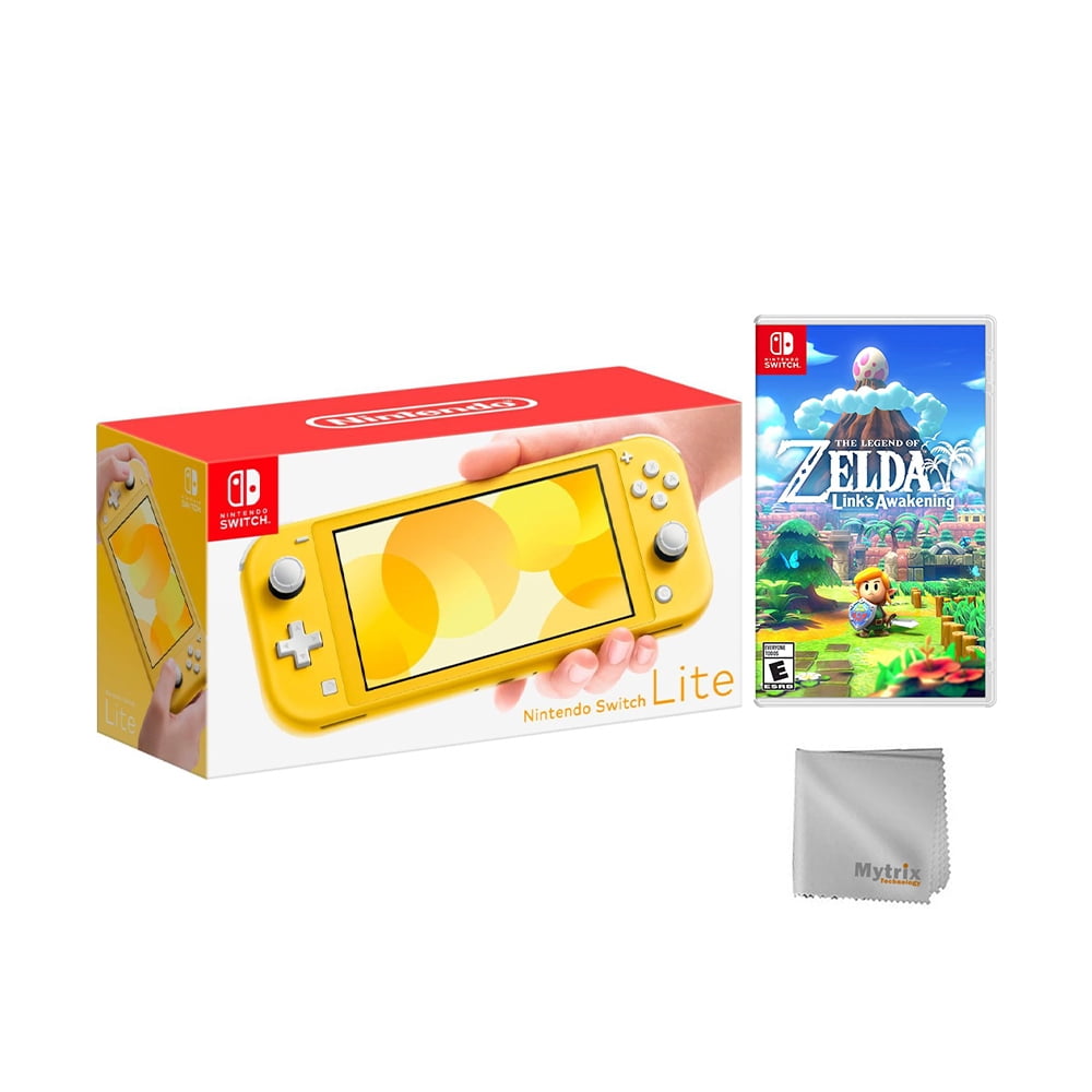 Nintendo Switch Lite Yellow Bundle with The Legend of Zelda: Link&amp;#39;s Awakening NS Game Disc and Mytrix Microfiber Cleaning Cloth - 2019 New Game!