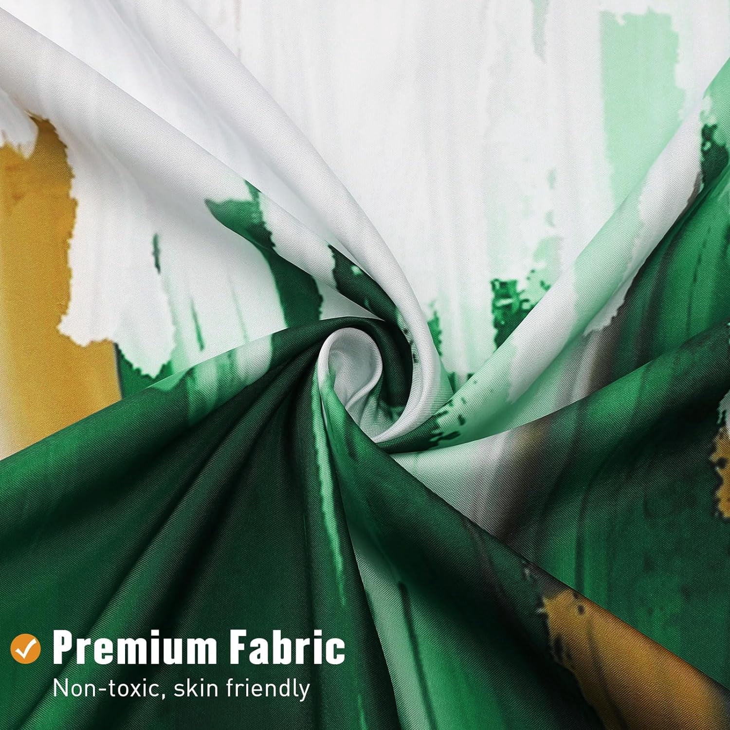 Extra Long Emerald Green Shower Curtain Set 72 x 84, Modern Ombre 84 inch XL Shower Curtains for Chic Vintage Bathroom Decor, Brush Strokes Oil Painting Fabric Abstract Shower Curtain