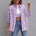 thumbnail image 6 of Mifelio Jean Jacket Women, Women's Trendy Ripped Oversized Denim Jacket Casual Long Distressed Denim Jacket Jackets for Women Purple L, 6 of 8