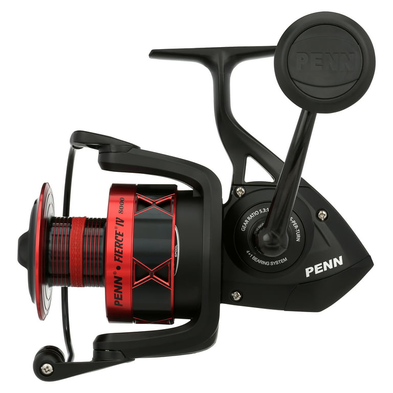  PENN Fierce III Spinning Inshore/Nearshore Fishing Reel, Size  5000, Right/Left Handle Position, Front Drag for Smooth Operation, Saltwater  Fishing Reel,Red, Black : Sports & Outdoors