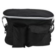 thumbnail image 1 of Bolsa organizadora para cochecito de bebé, organizador de ajuste Universal impermeable con portavasos para cochecito de bebé, mica negra, 1 of 14