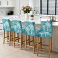 thumbnail image 3 of Teal Palm Tree Bar Stool Covers - Stretch Dining Chair Covers Set of 6, Summer Beach Botanical Coconut Plants Bar Chair Cover Removable Counter Stool Pub Chairs Slipcovers Protectors for Kitchen/Cafe, 3 of 9