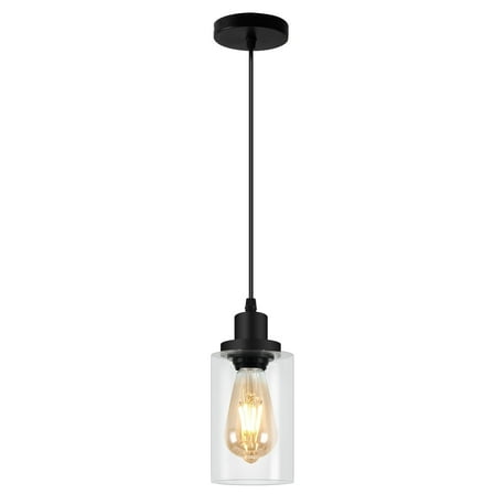 HALIGATE Black Pendant Lights Kitchen Island - Seeded Glass Pendant Light Fixture Multiple Stems Rods  4 Inch (1 Pack Black Seeded Downrod)