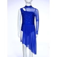 thumbnail image 2 of SiiRoh Kids Girls Sparkly Lyrical Dance Dress High Low Skirted Leotard Modern Contemporary Dancewear Blue 14, 2 of 7
