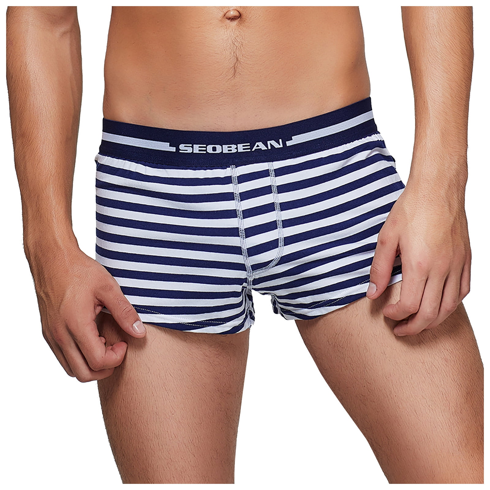 DENGDENG Men Striped Underwear Midrise Briefs Comfort Soft Stretch