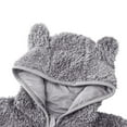 thumbnail image 3 of Fesfesfes Baby Solid Color Buttons Hooded Jumpsuit Fall Winter Warm Fleece Coverall Bodysuit Long Sleeve Romper Outerwear for Girls Boys Soft Cozy Playwear(Gray#3,3-6 Months), 3 of 5