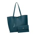 thumbnail image 1 of del monedero del totalizador del cuero de la PU de las mujeres, bolsos del hobo de la taleguilla del hombro de la manija para las muc azul, 1 of 8