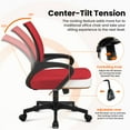 thumbnail image 4 of Yaheetech Mid-Back Mesh Office Chair with Rolling Wheels and Adjustable Height, Red, 4 of 6