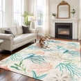 thumbnail image 2 of 5'x7' Area Rugs for Living Room Bedroom, Teal Red Jellyfish Coastal Washable Rug Carpet Runner Indoor Outdoor, Nautical Beach Coral Starfish Non Slip Floor Mats Area Rug for Kitchen, Nursery, 2 of 8